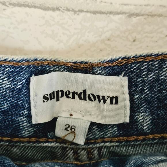 REVOLVE Superdown Audrea Cut Off Shorts in Acid Blue Wash - Picture 6 of 8